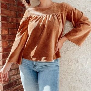 Madewell Texture & Thread Corduroy Swing Top Warm Hickory Brown Size S